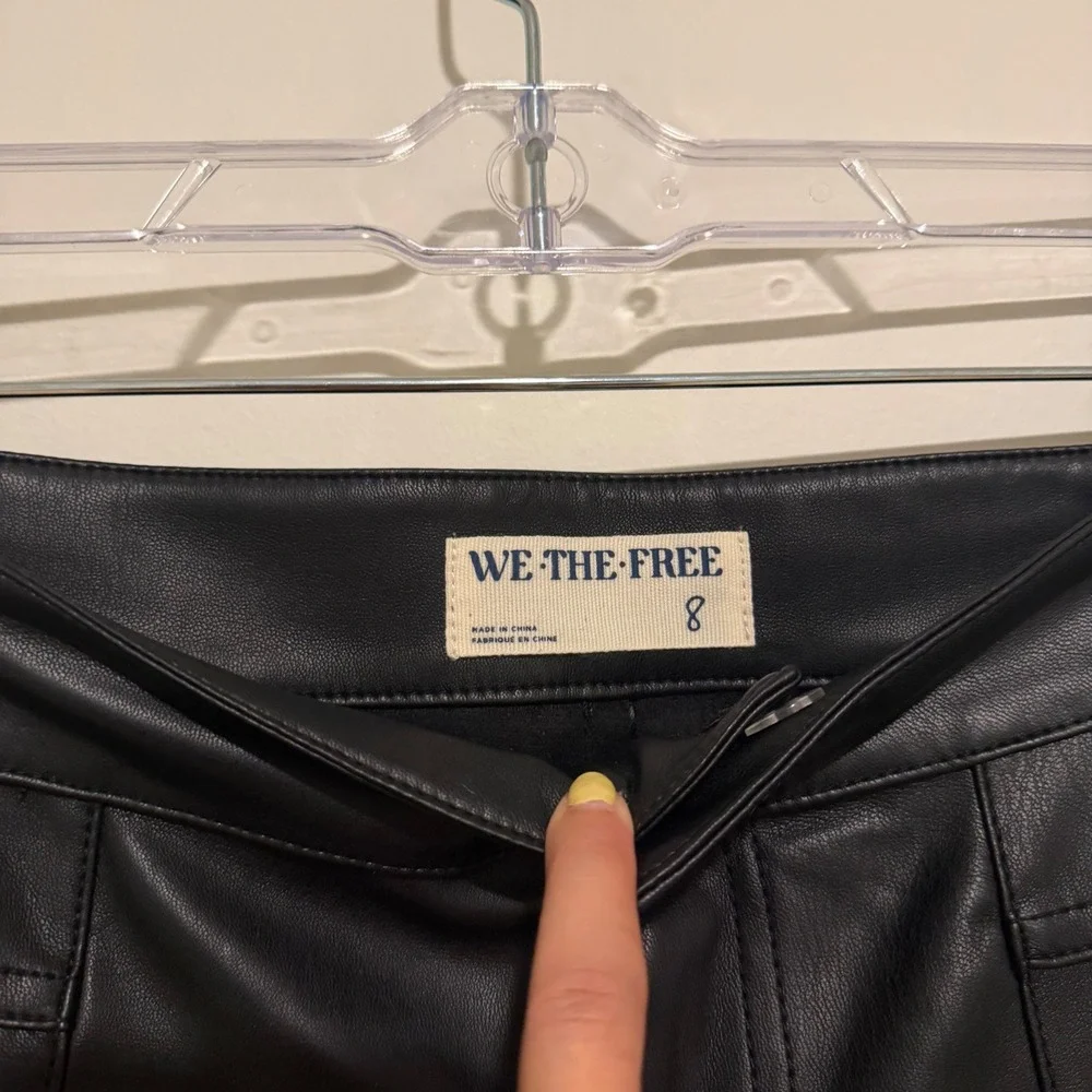 We‎ The Free Free People Black Vegan Faux Leather Flare Pants OB1749361 Sz 8 NWT